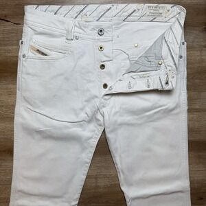 Diesel Jeans Men 32x31 White Paddom Straight Leg Stretch Designer Modern 008AC